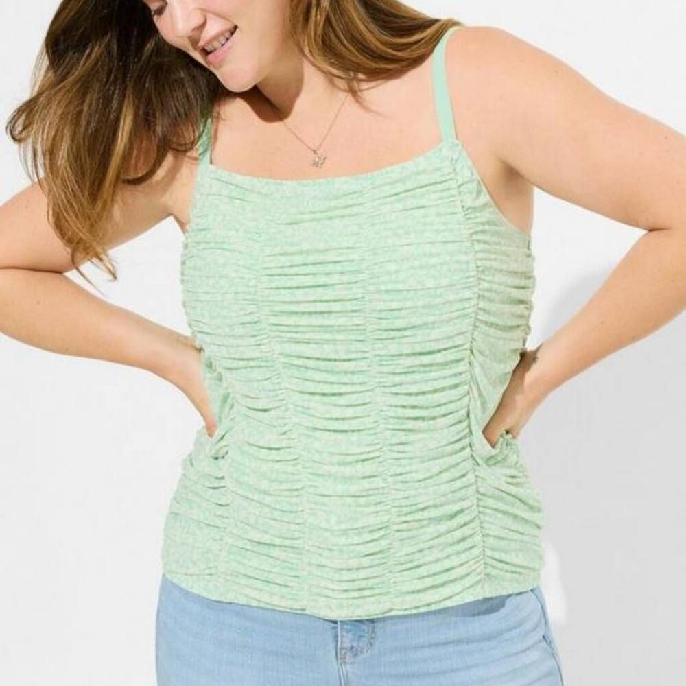 Torrid Women's Plus Size 1X 14-16 Mesh Cropped Shirred Cami Top